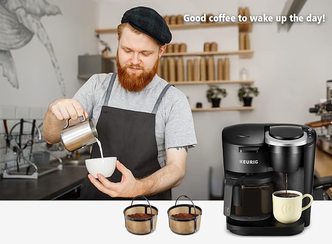 Reusable K-Duo Coffee Filter for Essentials & Brewers, Carafe Basket Filters for K-Duo Coffee Makers, Accessories, 2 Pack