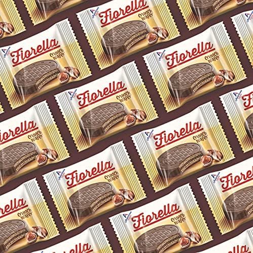 Fiorella Crunch Wafer Cookies, Milk Chocolate Covered Crispy Thin Crunch Wafers with Hazelnut Cream Filling, Chocolate Biscuits, 18 Individually Wrapped Snacks, Pack of 3