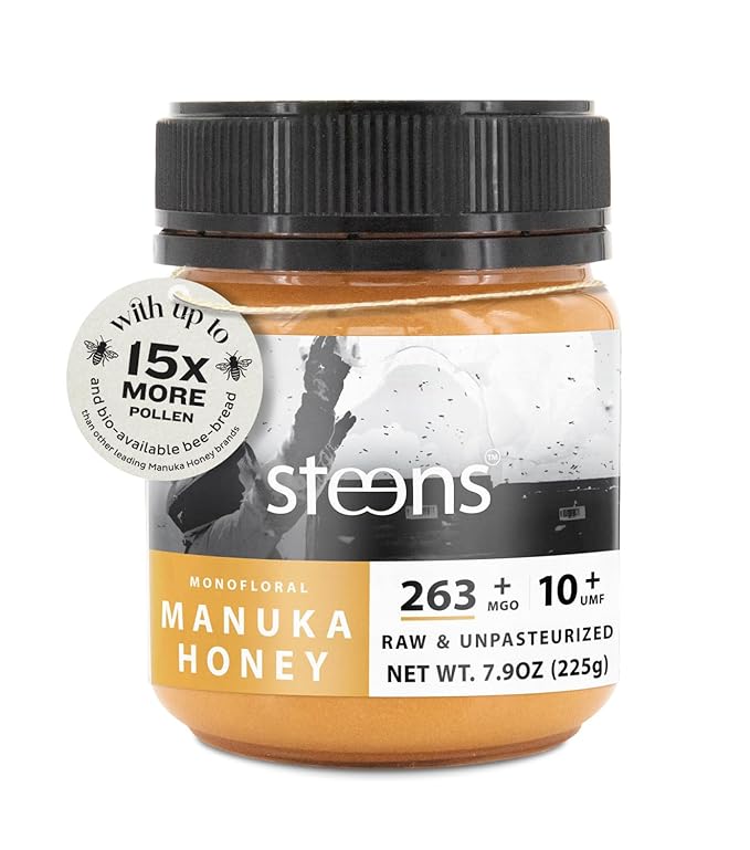 Steens Manuka Honey - MGO 263+ - Pure & Raw 100% Certified UMF 10+ Manuka Honey - Bottled and Sealed in New Zealand - 1x 7.9 oz Jar
