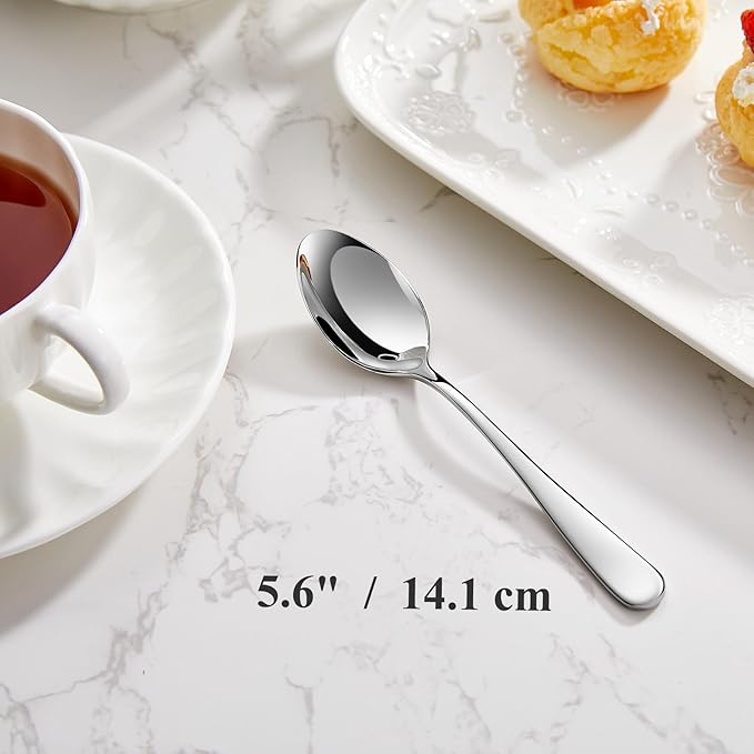 KEAWELL Premium Louise Spoons Set, Set of 4, 18/10 Stainless Steel, Exceptional mirror finish, Dishwasher Safe (5.6" Small Spoon)