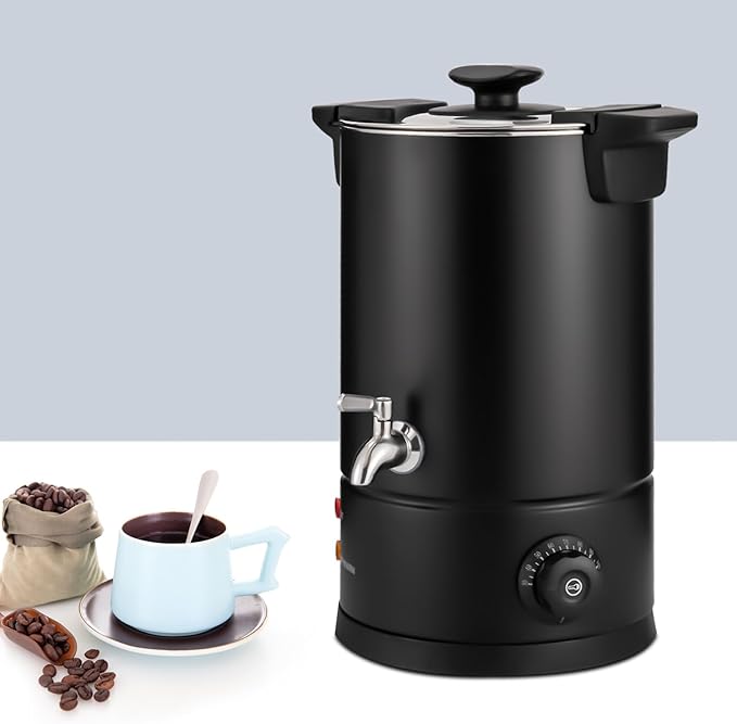 Commercial Coffee Maker,Stainless Steel Coffee Urn with Temperature Control, Coffee Maker Hot Water Urn for Catering (Black 1Kw 30 cups)