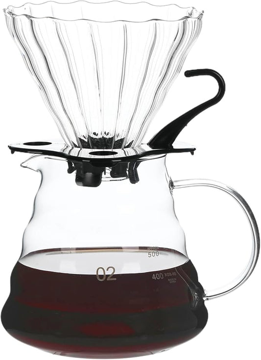 Unbreakable - Pour Over Coffee Maker 720ML/24OZ, Heat Resistant Borosilicate Glass Dripper with Filter Holder, BPA-Free Manual Coffee Brewer for Home and Office Use