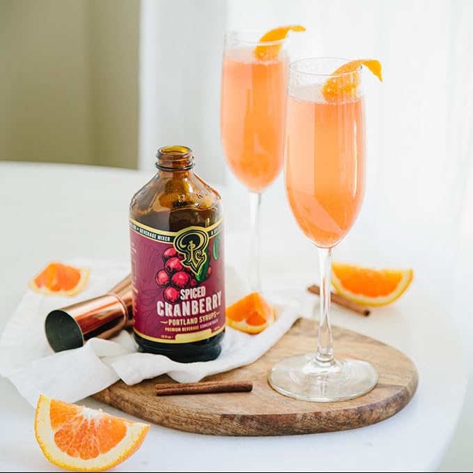 Portland Syrups Spiced Cranberry Syrup - Drink Mixer for Crafting Cocktails, Mocktails, & Seasonal Beverages - Flavor Enhancer for Soda, Punch, and Mulled Drinks - 12 oz Bottle, 24 Servings, Pack of 2