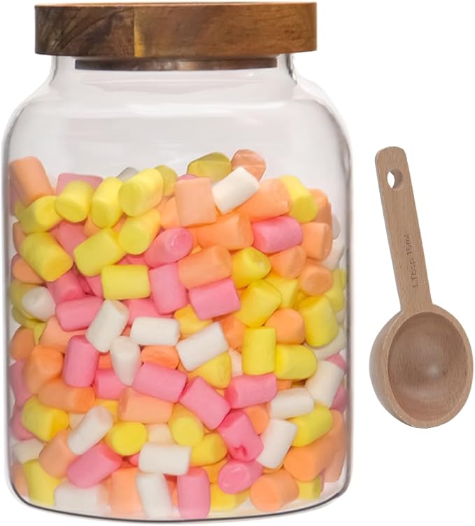 Glass Storage Jar with Lids Thicken Glass Coffee Canister Borosilicate Glass Food Containers for Spice Ground Nut Pasta Sugar Candy Tea (1200ml/40oz-1pack-with spoon)