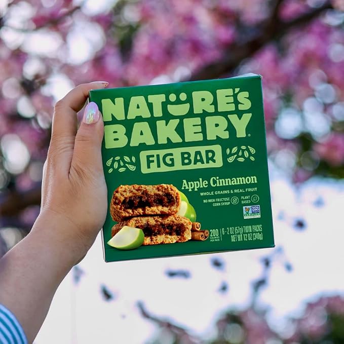 Nature’s Bakery Whole Wheat Fig Bars, Apple Cinnamon, Real Fruit, Vegan, Non-GMO, Snack bar, 6 Count (Pack of 6)