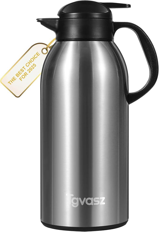 Large and Heavy Thermal Coffee Carafe 102 oz,Fullness Water is 7.3 LB, Insulated Carafe for Hot Liquids,Coffee Carafes For Keeping Hot for Parties/Tea Dispenser Flask(Silver)