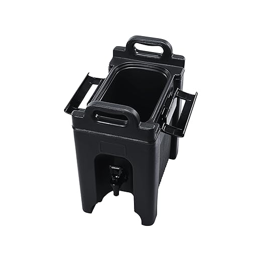 Carlisle FoodService Products 2.5-Gallon Insulated Beverage Dispenser, Cateraide, Food-Grade with Handles, Rugged PE Shell with PU Insulation for Coffee, Tea and Hot or Cold Drinks, Black