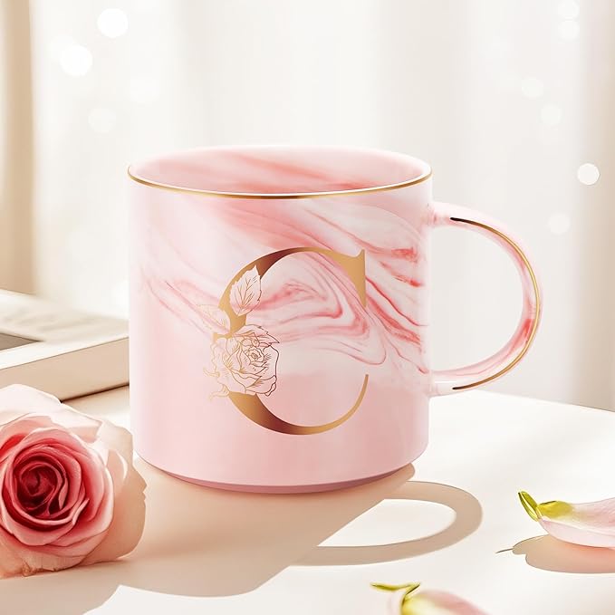 Personalized Gifts for Women Coffee Mug, Initial Customized Gift Monogrammed A-Z Coffee Mug 12 OZ, Christmas Anniversary Birthday Gifts for Women Mom Grandma Friend Sister Wife(C)