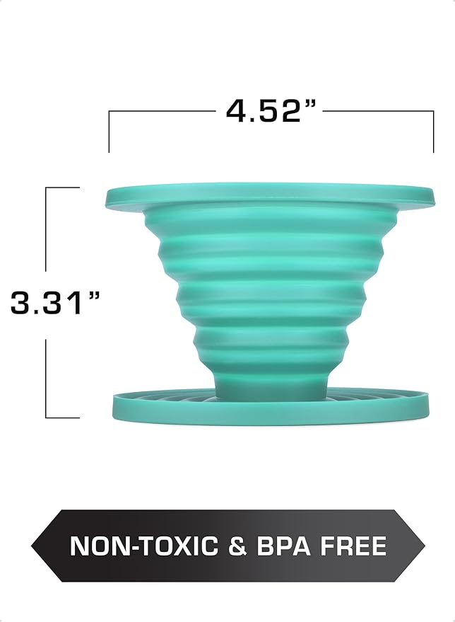COLETTI Sierra Camping Pour Over Coffee Dripper — Collapsible Pour Over Coffee Dripper — Includes Pack of Paper Filters [Teal, Pack of 2]