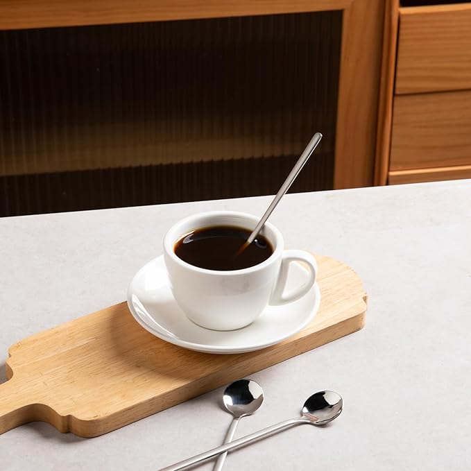 6 PCS Coffee Spoons, 18/8 Stainless Steel Espresso Spoons, 6.7 Inches Vogue Mini Tea Spoons, Cappuccino Stirring Spoons, Small Spoons for Dessert, Ice Cream, Frosted Handle,Sweejar(Silver)