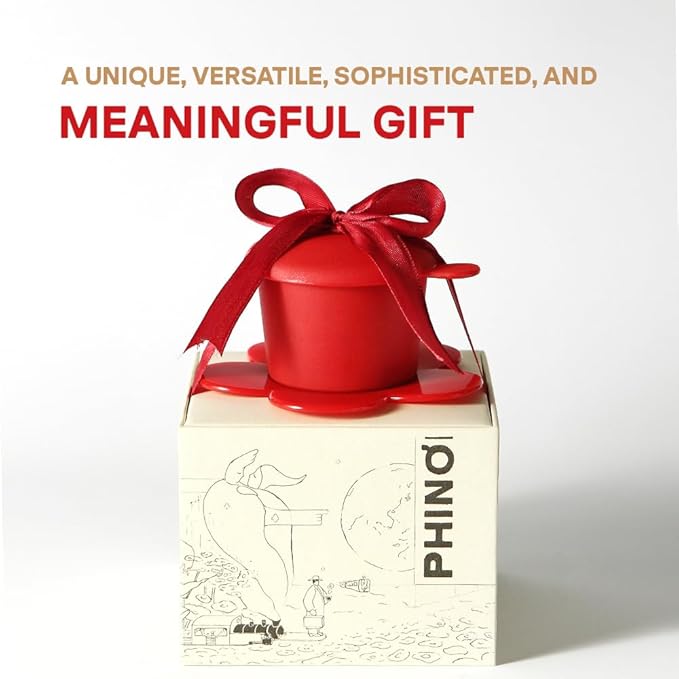 PHINOI Pour Over Coffee Dripper - Vietnamese Phin Filter – Single Cup Coffee Maker 1-2 Cup with Flower Design – Plastic Reusable Coffee Filter for Manual Brewing, Travel Friendly (Red)