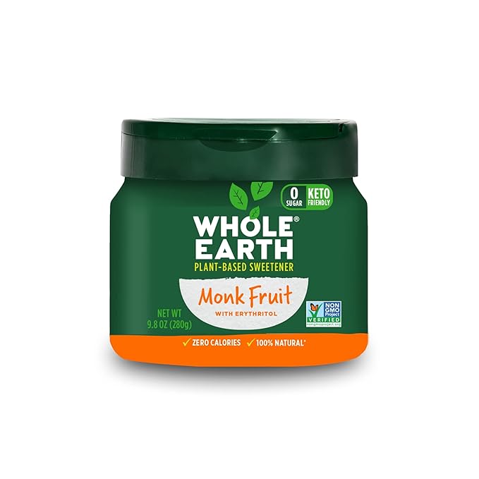 Whole Earth Plant-Based Sugar Alternative, Erythritol & Monk Fruit, 9.8oz Jar