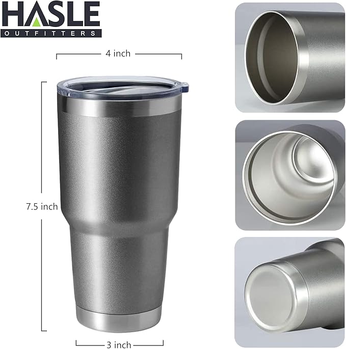 HASLE OUTFITTERS 30oz Stainless Steel Tumbler, Double Wall Vacuum Insulated Travel Mug Tumbler, Durable Insulated Coffee Mug, Gift Box Set (Grey, 8)