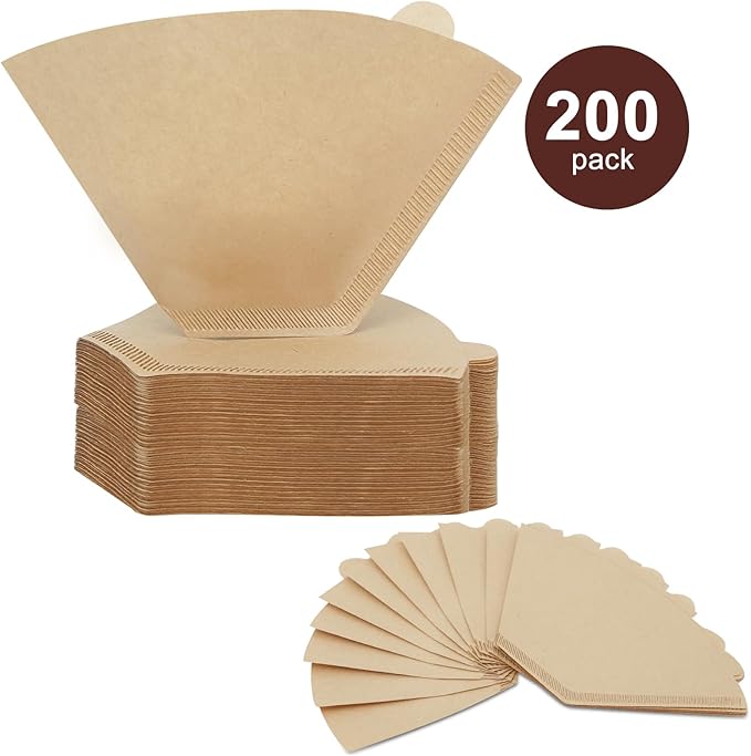 Coffee Filters 4 Cone Paper, 200 Count Unbleached-Disposable Pour Over Coffee Filter for Drip Coffee Maker, Coffee Paper Filters 8-12 Cup, Cone Coffee Filters 04