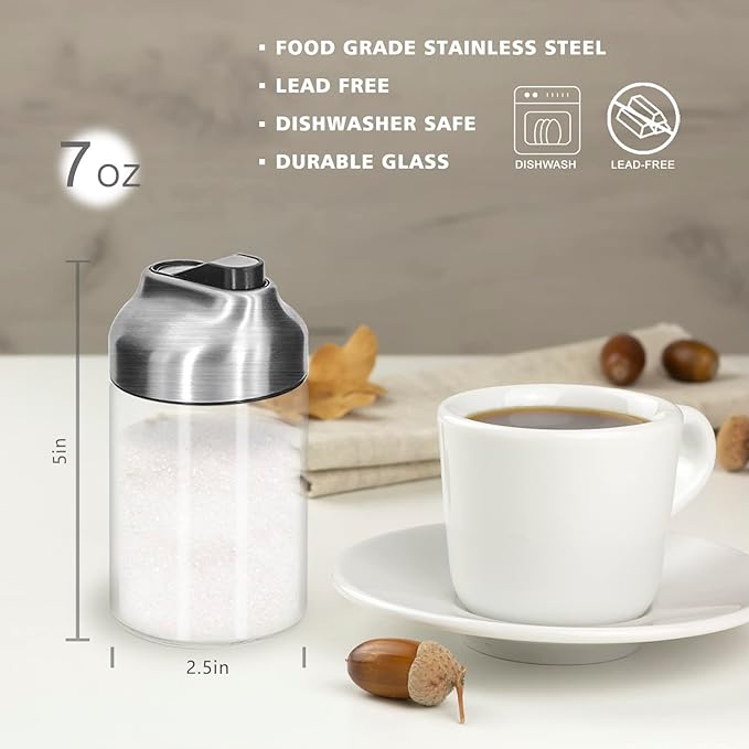 Aelga Glass Sugar Dispenser with Pour Spout, Weighted Pourer, Coffee Bar Accessories for Coffee, Tea and Baking