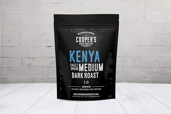 Kenya AA Medium-Dark Roast Coffee Beans, Single Origin Whole Bean or Ground Coffee, Gourmet Coffee - 2lb Bag