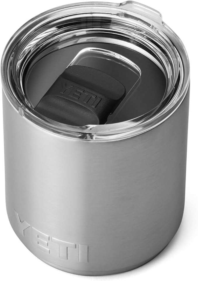 YETI Rambler Lowball, Vacuum Insulated Stainless Steel Stackable Lowball with MagSlider Lid, Stainless Steel, 10 oz (296 ml)