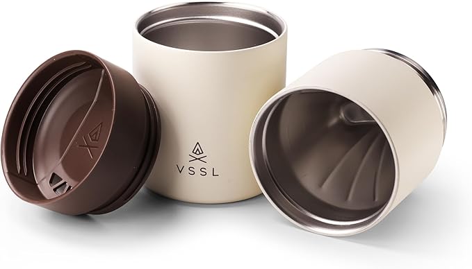 VSSL Nest Pour Over Coffee Set, Transportable and Compact Pour Over Set with 10 oz Double Walled Mug, Cream