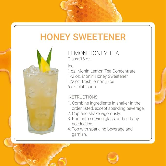 Monin - Organic Honey Sweetener, Low-Calorie Liquid Sweetener, Sugar Substitute, Coffee Syrup, Made with Organic Honey, Simple Syrup for Cocktails, Iced Tea, & More, Clean Label (1 Liter)