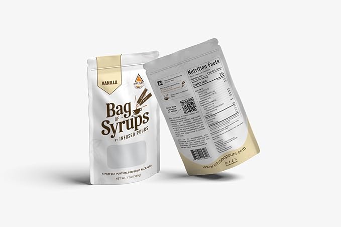 Single Serving Vanilla Syrup Packets for Coffee and Cocktails - 6mL Each, 30 Count - Bag of Syrups by Infused Pours (6mL, Vanilla)