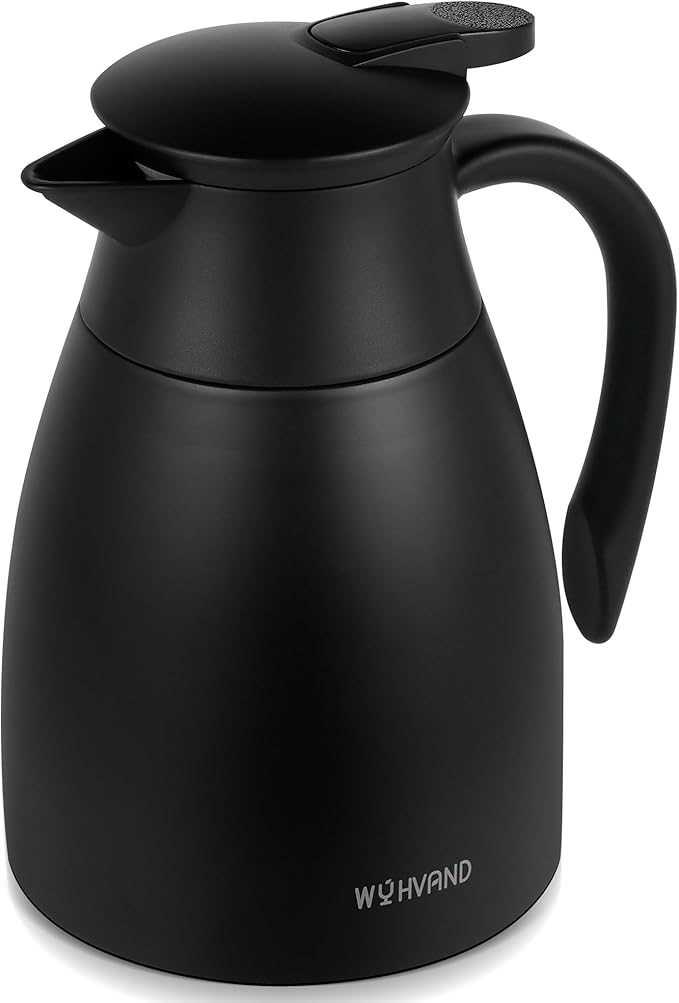 34 Oz Thermal Coffee Carafe, Stainless Steel Insulated Vacuum coffee crafts to keep coffee hot, 1 Liter Tea Water Coffee and Beverage Dispenser (Black)