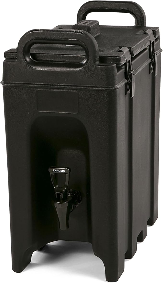 Carlisle FoodService Products Cateraide Insulated Beverage Dispenser with Handles for Catering, Events, Kitchens, And Restaurants, Plastic, 2.5 Gallons, Black
