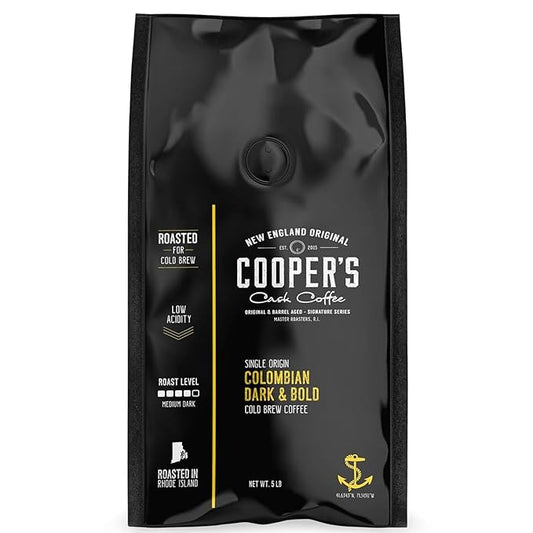 Cold Brew Coffee Colombian Reserve Single Origin Coarsely Whole Bean Coffee - 5 lb. Bag - Dark Roast
