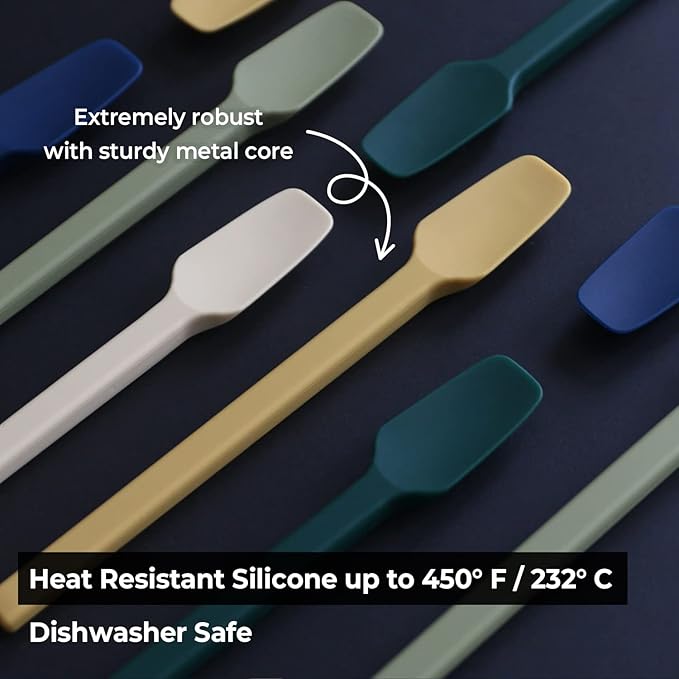 Carrotez Small Silicone Spoon, Mini Spatula, Small Spatulas for Kitchen Use, Spoonula, Perfect for Eating, Stirring, Spreading, 7.3", 1 pc - Mustard