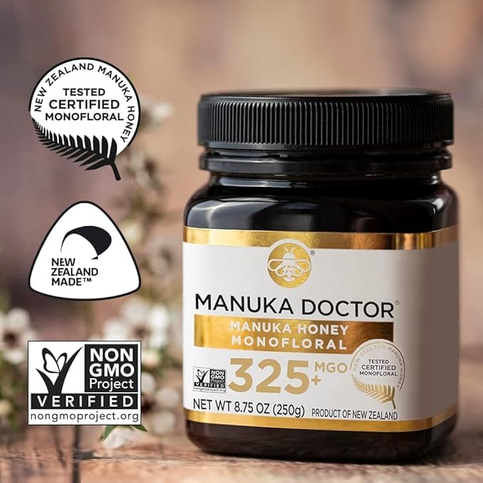 Manuka Doctor - MGO 325+ Manuka Honey Monofloral, 100% Pure New Zealand Honey. Certified. Guaranteed. Raw. Non-GMO (8.75 oz)