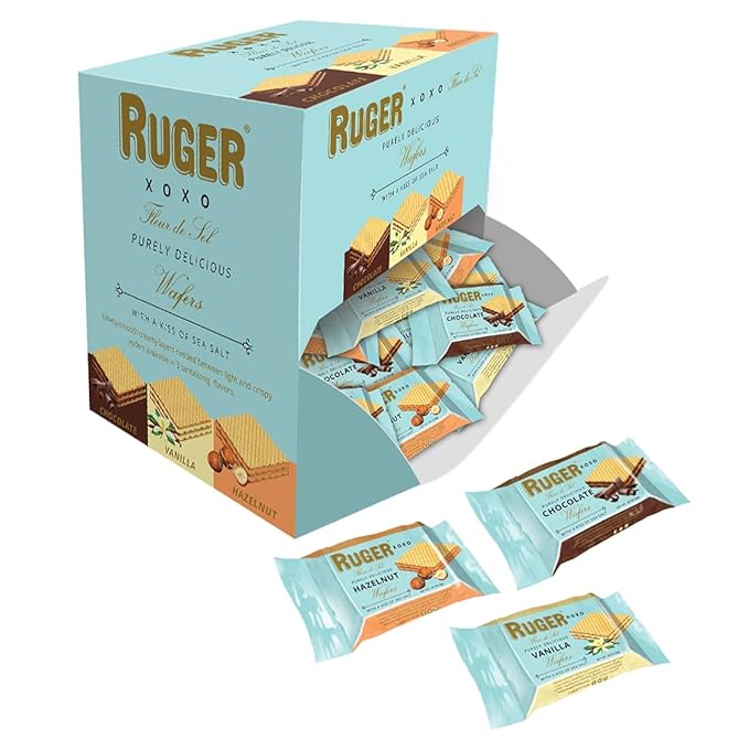 Ruger Wafers XOXO Made with a Kiss of Sea Salt , Mini Wafers Display, 96 Count