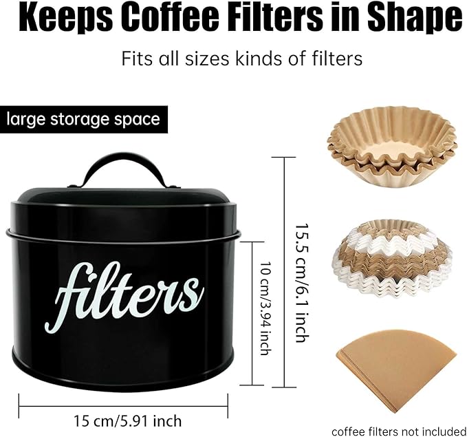 White Enamel Coffee Filter Holder with Lid - Rustic Farmhouse Distressed Coffee Bar Decor