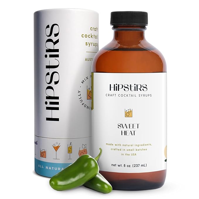 HipStirs Sweet Heat Jalapeño Simple Syrup - Spicy Cocktail Mixer for Margaritas, Palomas & More - Our Jalapeño Infused Spicy Syrup for Cocktails is Non-GMO, Gluten Free & Vegan (8 FL Oz)