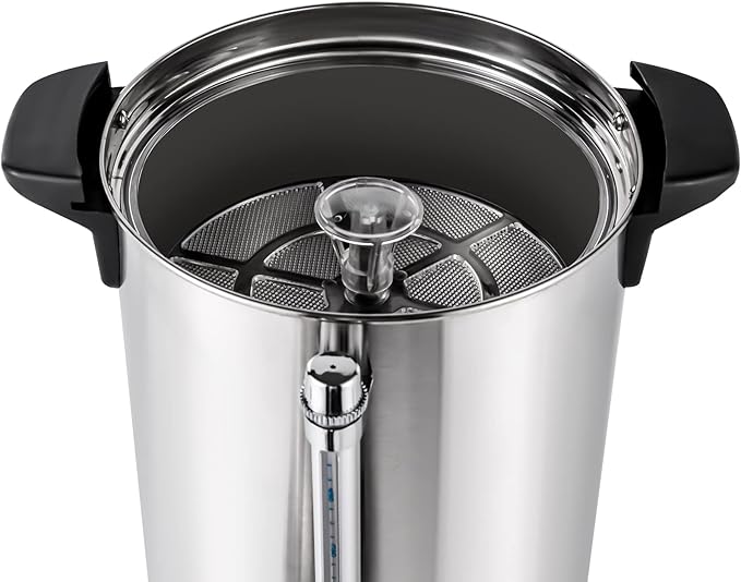 Commercial Coffee Maker,Stainless Steel Coffee Urn with Temperature Control, Coffee Maker Hot Water Urn for Catering (Black+Silver 10L)