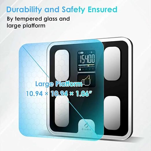 CLORIS Smart Scale for Body Weight Fat, Digital Bathroom Weighing Machine for Accurate BMI Muscle Mass Composition Health Analyzer with App Bluetooth