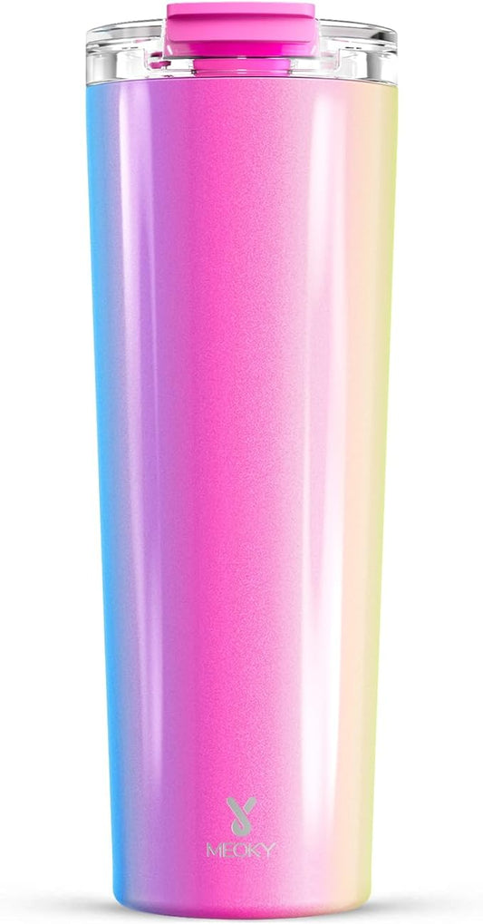 Meoky 30 oz Travel Coffee Mug with Leak-proof Lid, Stainless Steel Insulated Coffee Tumbler, Keeps Hot for 8 Hours or Cold for 24 Hours, Fits in Car Cup Holder (Carnival)