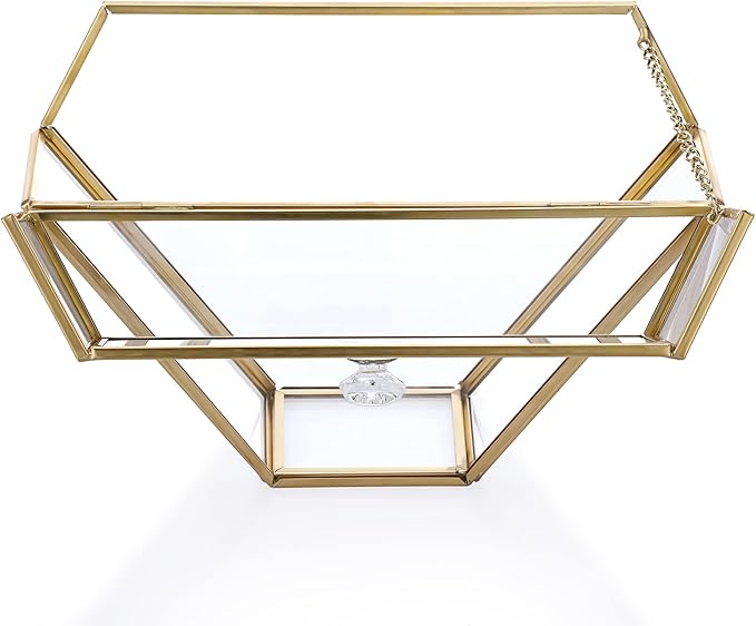 ELLDOO Gold Glass Coffee Filter Holder Coffee Paper Storage Container Filter Paper Dispenser Rack with Dustproof Cover