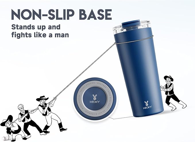 Meoky 24 oz Travel Coffee Mug with Leak-proof Lid, Stainless Steel Insulated Coffee Tumbler, Keeps Hot for 8 Hours or Cold for 24 Hours, Fits in Car Cup Holder (Sea)