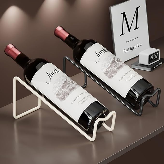 4 Pcs Metal Wine Rack Freestanding -Tabletop/ Countertop Wine Rack Holder - Wine Bottle Storage Rack, Party Wine Holder Stand, Unique Wine Gifts and Accessories for Wine Lovers (White)