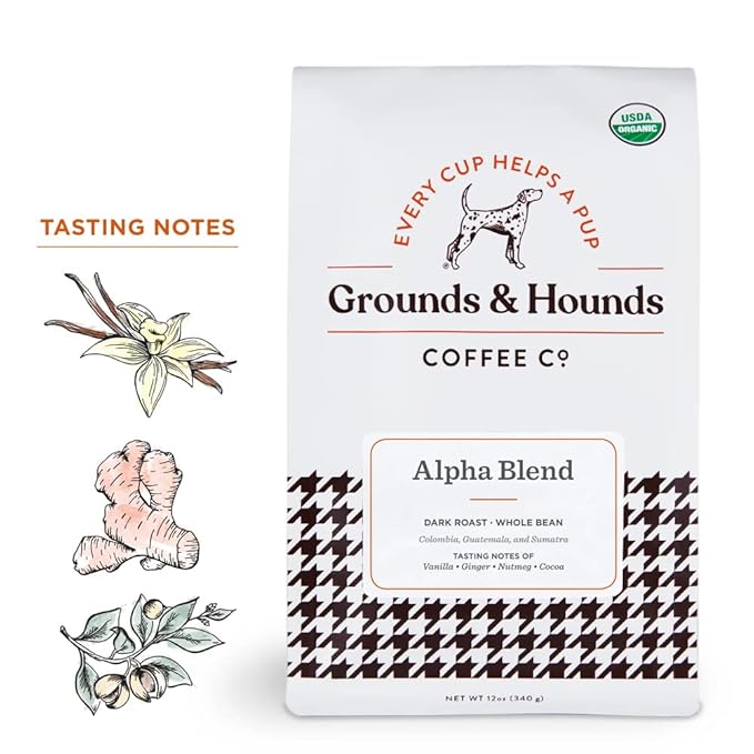 Grounds & Hounds Three Blend Starter Kit - 100% Organic Whole Bean Coffee Variety Pack, Whole Coffee Beans, Includes Three 12oz Bags of Our Most Popular Blends