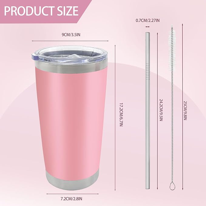 YOUKE OLA 16 Pack Insulated Coffee Tumbler - 20oz Stainless Steel Double Wall Vacuum Travel Tumbler Cup with Lid and Straw for Cold & Hot Drinks (Mixed Colors)