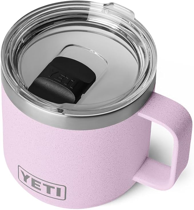 YETI Rambler 14 oz Ceramic Lined Stackable Mug, Vacuum Insulated, Stainless Steel with MagSlider Lid, Cherry Blossom