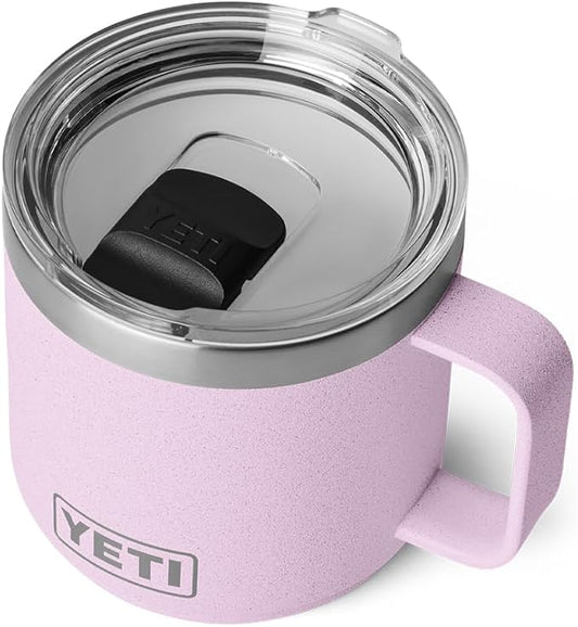 YETI Rambler 14 oz Ceramic Lined Stackable Mug, Vacuum Insulated, Stainless Steel with MagSlider Lid, Cherry Blossom