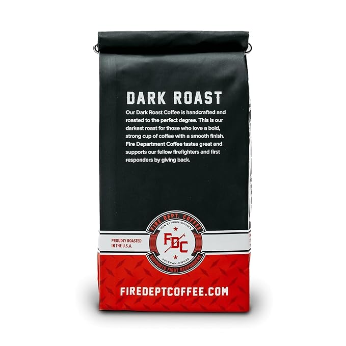 Fire Department Coffee - Gives Back to Firefighters - Dark Roast Ground Coffee - Bold & Smooth - Roasted in the USA - Veteran Owned (12 oz, Pack of 2)