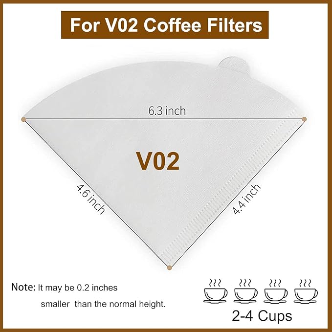 Coffee Filters, Size 02 White Cone Filters, 200 Count Disposable Natural Paper Filters 2-4 Cup, 02 Cone For Pour Over and Drip Coffee Maker