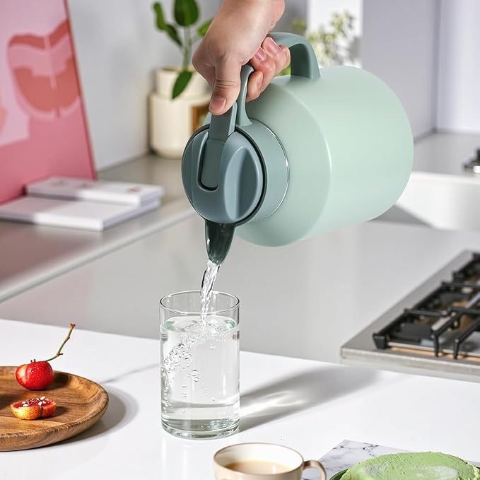 70 oz Thermal Coffee Carafe Insulated for Keeping Hot and Cold, Stainless Steel Vacuum Thermal Coffee Pot for Coffee, Tea, Water for Parties, Green