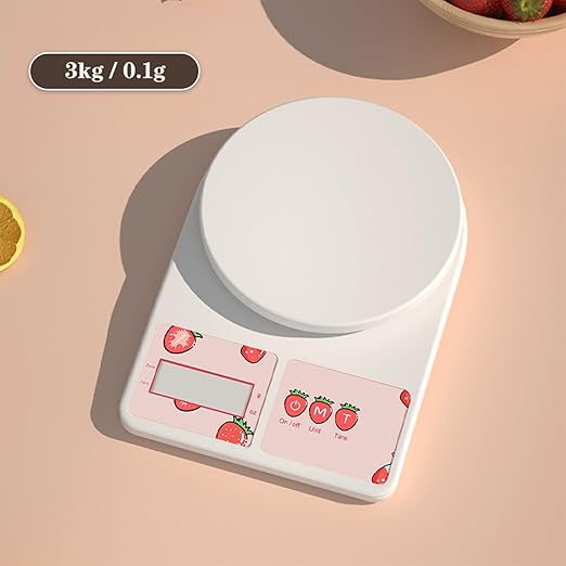 High Accuracy Digital Food Scale with Tare Function – Ideal for Kitchen, Coffee, Baking, and Food Prep – Measures in Grams and Ounces with Easy Unit Conversion (White, 3kg)