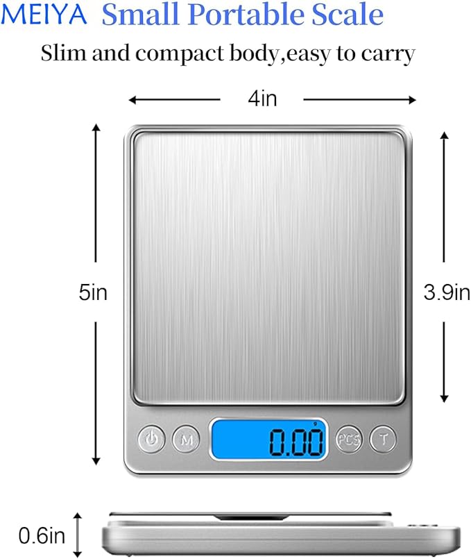 Digital Gram Scale 1000g/0.01g, Scale for Food Ounces and Grams, Upgrade USB Charging Kitchen Scale Digital Weight for Cooking, Baking, Tare Function, 9 Units, 2 Tray