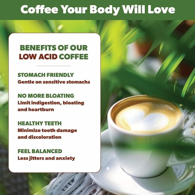 Low Acid Organic Coffee – Whole Bean, Mold-Free & Stomach Friendly by Java Planet, Espresso Blend Coffee, Dark Roast, Smooth Full Flavored, 5LB Bag