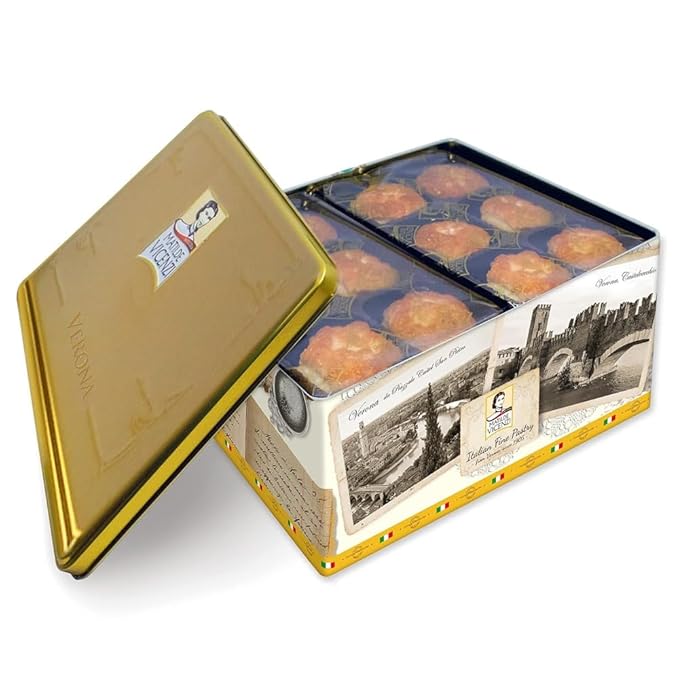 Matilde Vicenzi Verona Cookie Tin - Gourmet Italian Cookies Assortment in Individually Wrapped Trays - Pastries & Bakery Dessert for Christmas Gifts - Assorted Cookies in Italian Design Gift Tin 25.4oz (720g)