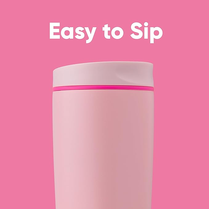 Owala SmoothSip Slider Insulated Stainless Steel Coffee Tumbler, Reusable Iced Coffee Cup, Hot Coffee Travel Mug, BPA Free 20 oz, Pink (Pucker Up) (Pack of 8)